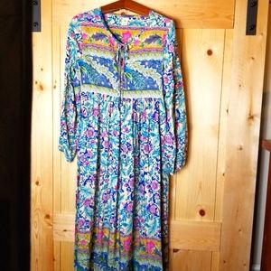 This and That Boho Long Sleeve Floral Midi Dress